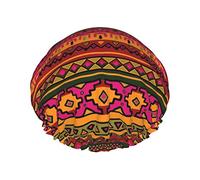 Mexicain Folk Art Boho Bonnet de douche Bonnets de douche pour femmes Bonnets de douche imperméables à double couche, réutilisables.