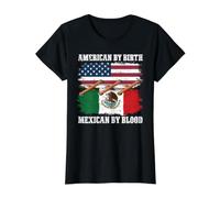 Mexican by Blood American by Birth T-Shirt Graphique avec Valeur, Femme, Noir, M