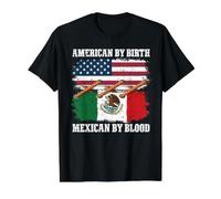 Mexican by Blood American by Birth T-Shirt Graphique avec Valeur, Homme, Noir, M