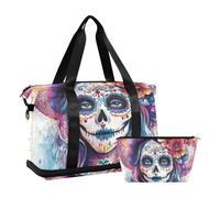 Mexican Day of Dead Beautiful Lady Sac de voyage surdimensionné avec sangle réglable pour entraînement pliable, Mexican Day of Dead Beautiful Lady, 1 size