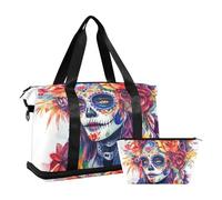 Mexican Day Of Dead Beautiful Lady Sac fourre-tout de voyage avec trousse de toilette multifonction, Mexican Day of Dead Beautiful Lady, 1 size