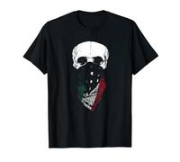 Mexican Flag Independence Day Mexico Skull Bandana T-Shirt, Homme, Noir, M