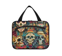 Mexican of Dead Colorful Skull Flowers Hanging Bags for Women Waterproof with Hook, Designer Cute Bag for Makeup for Travel Make Up Camping Bolsos para Hombre L