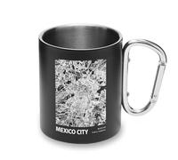 Mexico City Map Tasse en métal avec mousqueton et poignée pour camping