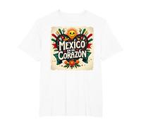 Mexico en Mi Corazon Viva Mexico Tête de Mort Festive Soleil Femme T-Shirt, Homme Grandes Tailles, Blanc, 3X Tall