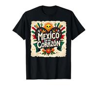 Mexico en Mi Corazon Viva Mexico Tête de Mort Festive Soleil Femme T-Shirt, Homme, Noir, 6XL