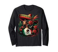 Mexico Flag Mexican Hispanic Siesta Pride Viva México Women Manche Longue