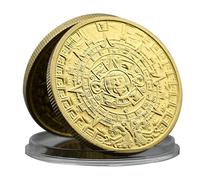 Mexico Mayan Civilization Challenge Coin Calendar Azteca Puledra Médaille en métal avec étui en plastique Souvenir