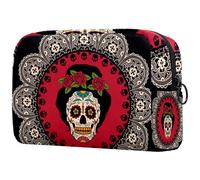 Mexico Sugar Skull with Mandala Cosmetic Bag for Women Travel Toiletry Bags Large Makeup Handy Pouch Organizer Bag with Zipper, multicolore, 18.5x7.5x13cm/7.3x3x5.1in, Trousse de toilette