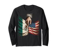 Mexique et USA Unity Disant Tenant Les Drapeaux Ensemble Pride Manche Longue