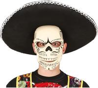 Mexique Halloween Masque Tête De Mort Jour Des Morts Festival Sombrero Crâne Visage Mascarade Tradition Mystique Célébration élégante, couleur : blanc