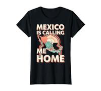 Mexique Nostalgie Appel à la Maison T-Shirt Graphique avec Valeur, Femme, Noir, L