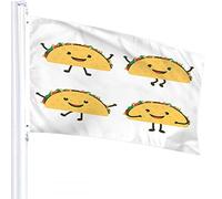 Mexique Taco Drapeau 0,9 x 1,5 m Mexicain Fast Food Cartoon Tacos Grimaces Smiles Drapeaux d'extérieur Grand Bienvenue Yard Bannières Maison Jardin Cour Pelouse Décor