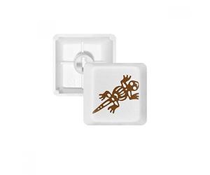 Mexique Totems Gecko Lizard Ancienne Civilisation PBT Keycaps pour Clavier mécanique Blanc OEM sans Marquage d'impression R3 Multicolore
