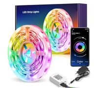 Mexllex Ruban Led 10M, Bande Led Lumineuse Flexible Multicolore, Bluetooth App Contrôle Synchroniser avec Rythme de Musique RGB Bandeau Led pour Decoration Chambre, Gaming Room, Plafond, Mariage, Fête