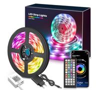 Mexllex Ruban LED 15M RGB Led Chambre Bande led Contrôlé par Bluetooth APP Télécommande Lumière Décorative Guirlande de Lumineuse Dimmable avec Musicale pour Maison, Salon, Cuisine