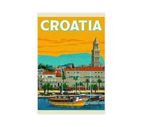 MExmeb Poster rétro sur toile de voyage Croatie City Décoration de chambre à coucher Paysage sportif Décoration de bureau Cadeau sans cadre 30 x 45 cm