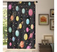 Mexpekil 1 panneau de rideau transparent à motif planètes colorées avec passe-tringle pour salon, chambre à coucher, bureau, voilage de 140 x 198 cm de hauteur