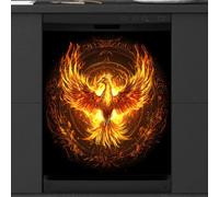 Mexpekil Abstrait Fire Phoenix Couvercle magnétique pour lave-vaisselle 53,3 x 66 cm, autocollant décoratif imperméable pour lave-vaisselle