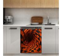 Mexpekil Aimant 3D marron à carreaux 53,3 x 66 cm pour lave-vaisselle - Autocollant décoratif pour porte d'entrée - Panneau magnétique imperméable pour cuisine