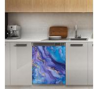 Mexpekil Aimant de lave-vaisselle à motif marbré violet et bleu 53,3 x 66 cm, autocollant décoratif pour porte d'entrée, panneau magnétique imperméable pour cuisine