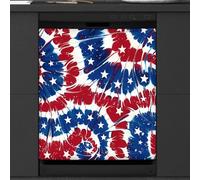 Mexpekil Aimant de lave-vaisselle américain 4 juillet bleu rouge Tie Dye 53,3 x 66 cm, autocollant décoratif imperméable pour lave-vaisselle pour appareils de cuisine