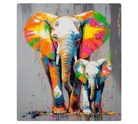 Mexpekil Aimant de lave-vaisselle décoratif, peinture colorée, motif éléphant, imperméable, pour réfrigérateur, décoration d'intérieur, cuisine, 53,3 x 66 cm