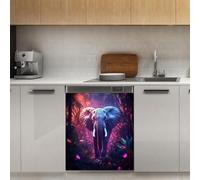 Mexpekil Aimant de lave-vaisselle éléphant violet 53,3 x 66 cm, autocollant décoratif pour porte d'entrée, panneau magnétique imperméable