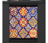 Mexpekil Aimant de lave-vaisselle ethnique mexicain en céramique 53,3 x 66 cm, autocollant décoratif imperméable pour lave-vaisselle pour appareils de cuisine