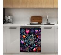 Mexpekil Aimant de lave-vaisselle Galaxy Neon Heart 53,3 x 66 cm, autocollant décoratif pour porte d'entrée, étanche, autocollant magnétique pour cuisine