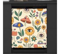 Mexpekil Aimant de lave-vaisselle motif fleurs champignons 53,3 x 66 cm, autocollant décoratif pour porte d'entrée, panneau magnétique imperméable pour cuisine