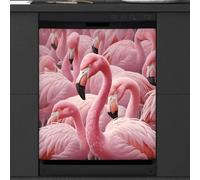 Mexpekil Aimant de lave-vaisselle motif oiseau rose 53,3 x 66 cm, autocollant décoratif imperméable pour lave-vaisselle pour appareils de cuisine