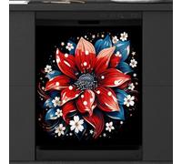 Mexpekil Aimant de lave-vaisselle motif tournesol américain 4 juillet 53,3 x 66 cm, autocollant décoratif étanche pour lave-vaisselle pour appareils de cuisine