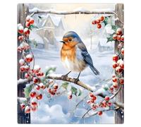 Mexpekil Aimant de lave-vaisselle pour porte avant, panneau décoratif réutilisable pour lave-vaisselle, réfrigérateur, 53,3 x 66 cm, houx d'hiver et oiseau