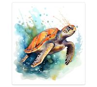 Mexpekil Aimant de lave-vaisselle pour porte d'entrée, peinture aquarelle tortue, panneau décoratif réutilisable pour lave-vaisselle, réfrigérateur, 53,3 x 66 cm