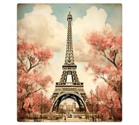 Mexpekil Aimant de lave-vaisselle pour porte d'entrée, tour Eiffel de Paris, motif floral, panneau décoratif réutilisable pour lave-vaisselle, réfrigérateur, 53,3 x 66 cm