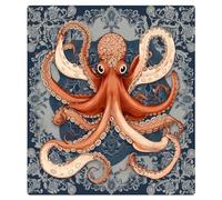 Mexpekil Aimant de lave-vaisselle vintage Octopus Ocean 53,3 x 66 cm Autocollant décoratif pour porte d'entrée étanche Panneau magnétique