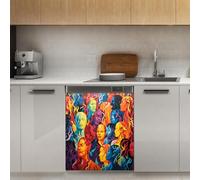 Mexpekil Art coloré humain couvercle magnétique pour lave-vaisselle 53,3 x 66 cm autocollant décoratif pour porte d'entrée étanche