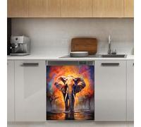 Mexpekil Art Elephant Aimant de lave-vaisselle 53,3 x 66 cm Autocollant décoratif pour porte d'entrée étanche Panneau magnétique