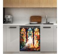 Mexpekil Art Fox Feuille magnétique pour lave-vaisselle 53,3 x 66 cm Autocollant décoratif pour porte d'entrée étanche