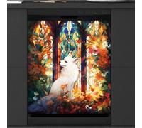 Mexpekil Art Fox Housse magnétique pour lave-vaisselle Motif feuilles | Housses décoratives réutilisables pour lave-vaisselle - Panneau avant magnétique - 58,4 x 66 cm - Autocollant pour appareils