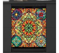 Mexpekil Autocollant magnétique coloré mandala ethnique indien pour lave-vaisselle 58,4 x 66 cm pour porte d'entrée étanche
