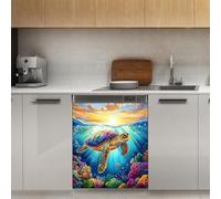 Mexpekil Autocollant magnétique coloré pour lave-vaisselle Motif tortue océan 53,3 x 66 cm