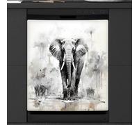 Mexpekil Autocollant magnétique décoratif imperméable pour lave-vaisselle Motif éléphant 53,3 x 66 cm