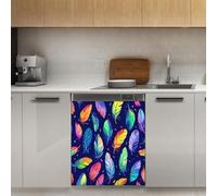 Mexpekil Autocollant magnétique pour lave-vaisselle avec plumes colorées, 53,3 x 66 cm, autocollant décoratif pour porte d'entrée, panneau magnétique imperméable pour cuisine