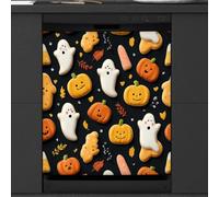 Mexpekil Autocollant magnétique pour lave-vaisselle Halloween Cookies fantômes citrouilles 58,4 x 66 cm Autocollant décoratif pour porte d'entrée Panneau magnétique étanche