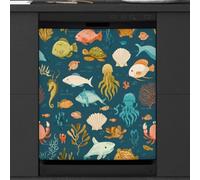 Mexpekil Autocollant magnétique pour lave-vaisselle Motif animaux marins 58,4 x 66 cm