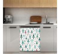 Mexpekil Autocollant magnétique pour lave-vaisselle Motif arbre de Noël géométrique Vert 53,3 x 66 cm