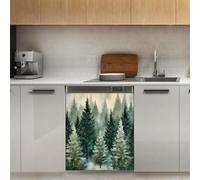 Mexpekil Autocollant magnétique pour lave-vaisselle Motif arbre vert hiver flocon de neige 53,3 x 66 cm