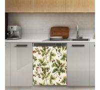 Mexpekil Autocollant magnétique pour lave-vaisselle, motif branches d'arbre de Noël, feuilles, 53,3 x 66 cm, autocollant décoratif pour porte d'entrée, panneau magnétique imperméable pour cuisine